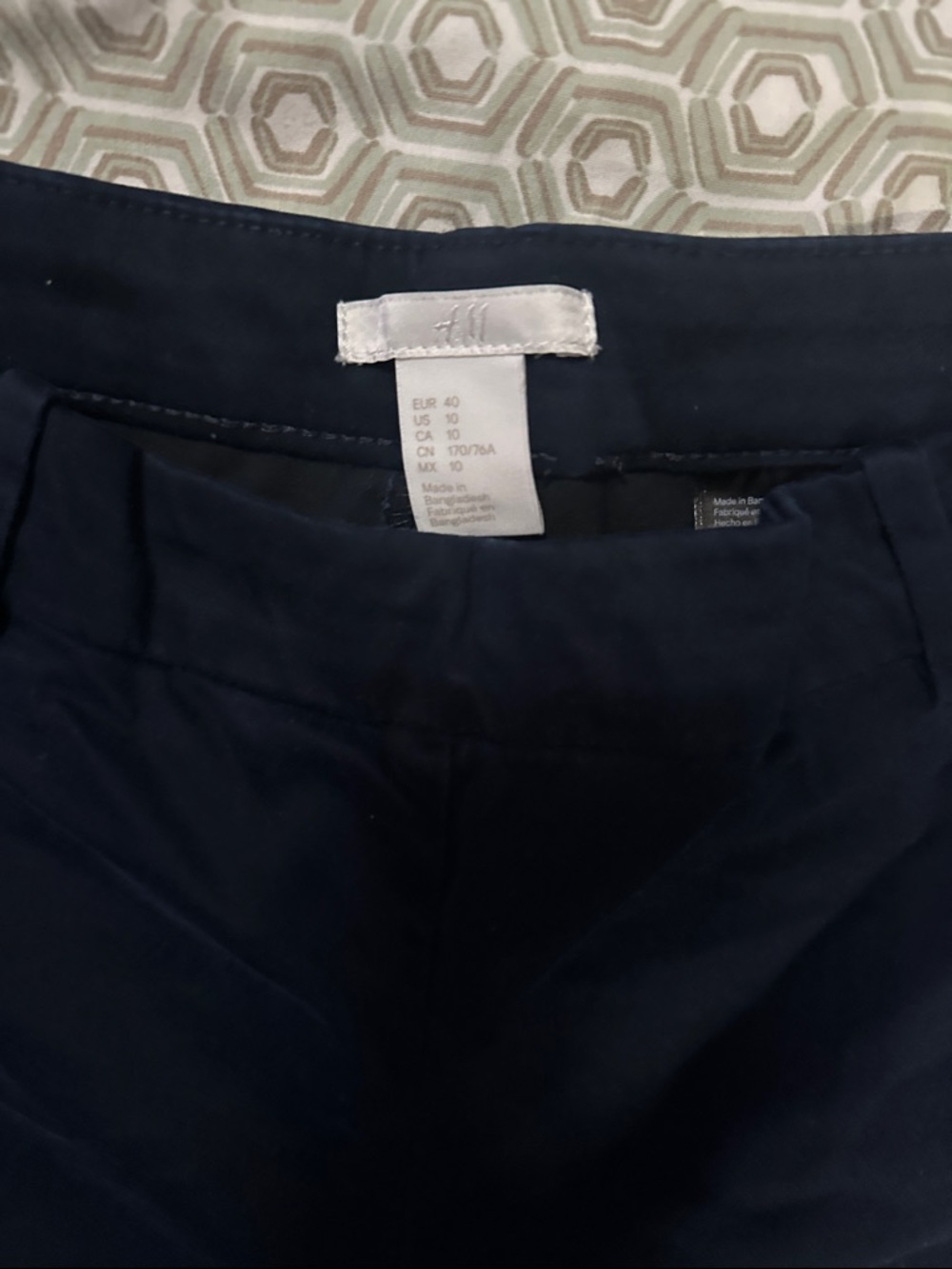 H&M Dark Navy Straight-Leg Trousers Free Shipping